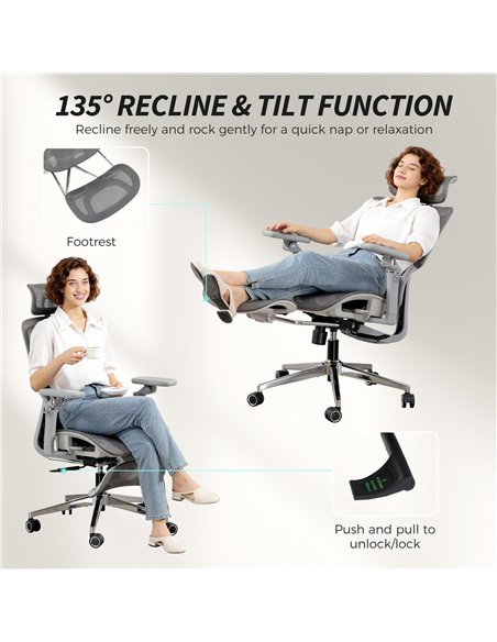 HOMCOM Ergonomic Office Chair, High Back Mesh Desk Chair, Grey - pic 191512 | FastDaddyshop