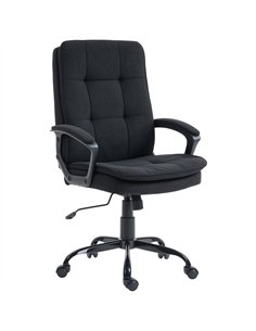 HOMCOM Linen-Look Double-Padded Office Chair - Black