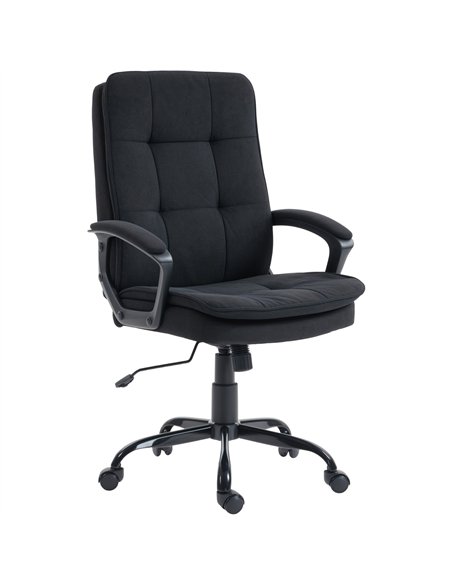 HOMCOM Linen-Look Double-Padded Office Chair - Black - pic 191515 | FastDaddyshop
