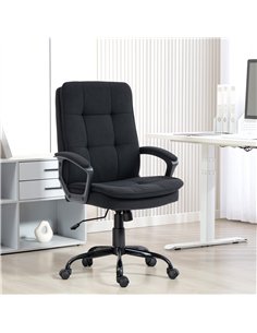 HOMCOM Linen-Look Double-Padded Office Chair - Black 2