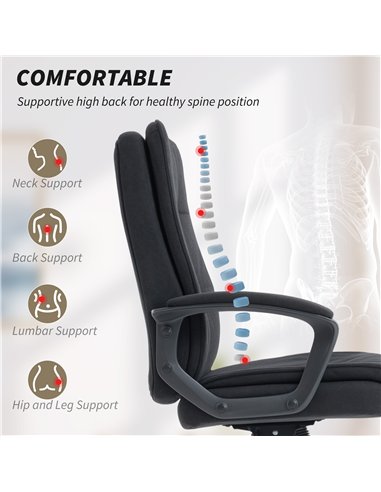 HOMCOM Linen-Look Double-Padded Office Chair - Black