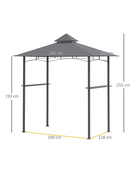Outsunny 2.5M New 2-Tier BBQ Gazebo Grill Canopy Tent, Grey - pic 19152 | FastDaddyshop