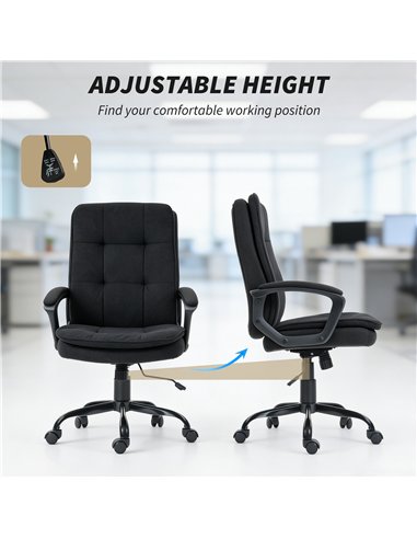 HOMCOM Linen-Look Double-Padded Office Chair - Black