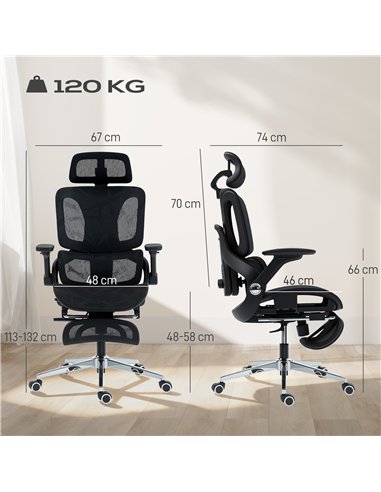 HOMCOM Ergonomic Office Chair, High Back Mesh Desk Chair, Black