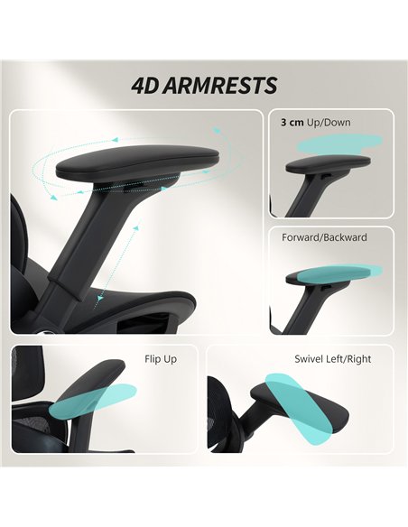 HOMCOM Ergonomic Office Chair, High Back Mesh Desk Chair, Black - pic 191530 | FastDaddyshop