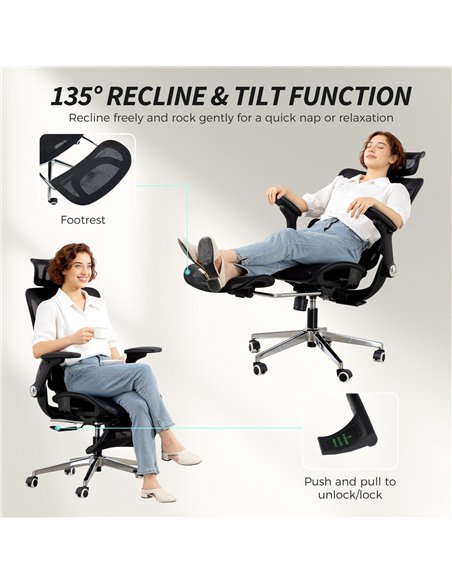HOMCOM Ergonomic Office Chair, High Back Mesh Desk Chair, Black - pic 191531 | FastDaddyshop