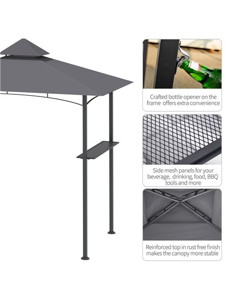Outsunny 2.5M (8ft) New Double-Tier BBQ Gazebo Grill Canopy Barbecue Tent Shelter Patio Deck Cover - Grey - pic 19154 | FastDaddyshop