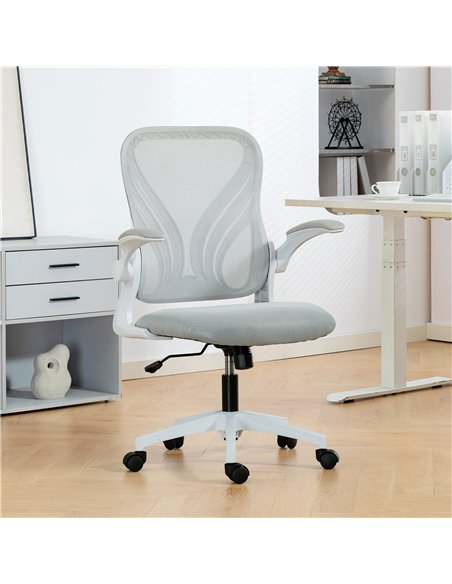 HOMCOM Mesh Office Chair with Foldable Backrest - Light Grey - pic 191543 | FastDaddyshop