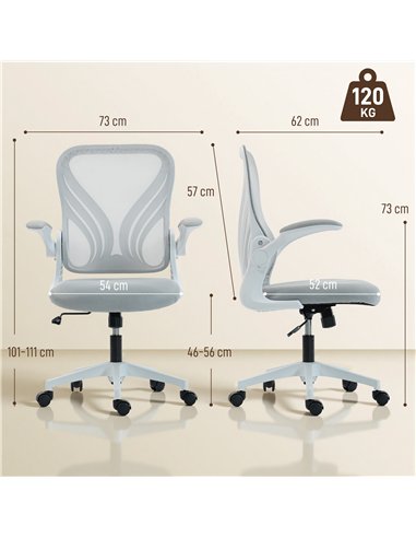 HOMCOM Mesh Office Chair with Foldable Backrest - Light Grey