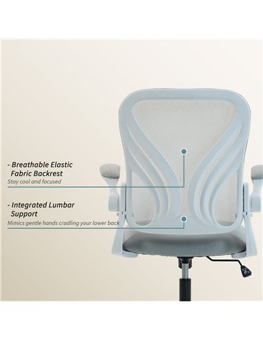 HOMCOM Mesh Office Chair with Foldable Backrest - Light Grey