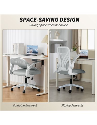 HOMCOM Mesh Office Chair with Foldable Backrest - Light Grey