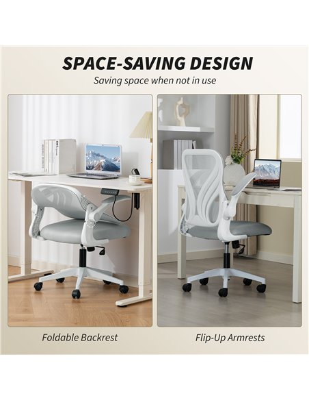 HOMCOM Mesh Office Chair with Foldable Backrest - Light Grey - pic 191547 | FastDaddyshop