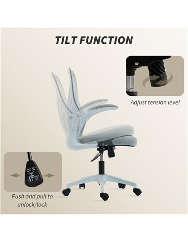 HOMCOM Mesh Office Chair with Foldable Backrest - Light Grey