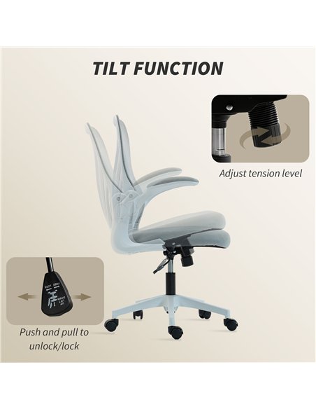 HOMCOM Mesh Office Chair with Foldable Backrest - Light Grey - pic 191548 | FastDaddyshop
