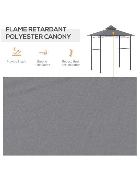 Outsunny 2.5M (8ft) New Double-Tier BBQ Gazebo Grill Canopy Barbecue Tent Shelter Patio Deck Cover - Grey - pic 19155 | FastDaddyshop