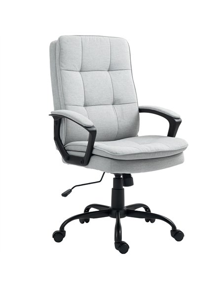 HOMCOM Linen-Look Double-Padded Office Chair - Grey - pic 191551 | FastDaddyshop