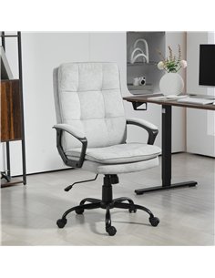 HOMCOM Linen-Look Double-Padded Office Chair - Grey 2