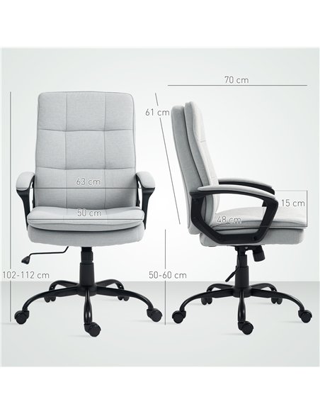 HOMCOM Linen-Look Double-Padded Office Chair - Grey - pic 191553 | FastDaddyshop