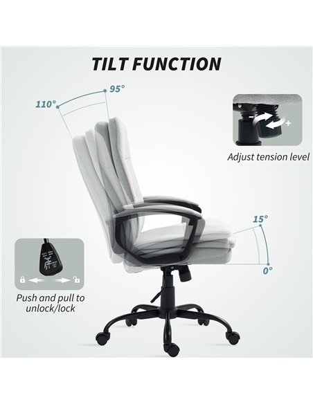 HOMCOM Linen-Look Double-Padded Office Chair - Grey - pic 191556 | FastDaddyshop