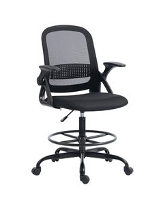 HOMCOM Painting Chair, Mesh Computer Desk Chair with Flip-up Armrests, Black