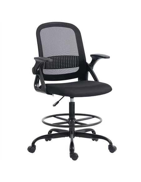 HOMCOM Painting Chair, Mesh Computer Desk Chair with Flip-up Armrests, Black - pic 191560 | FastDaddyshop