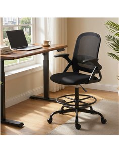 HOMCOM Painting Chair, Mesh Computer Desk Chair with Flip-up Armrests, Black 2
