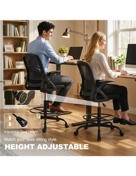 HOMCOM Painting Chair, Mesh Computer Desk Chair with Flip-up Armrests, Black - pic 191563 | FastDaddyshop