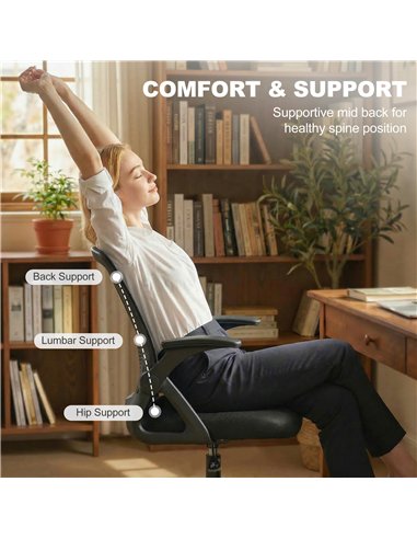 HOMCOM Painting Chair, Mesh Computer Desk Chair with Flip-up Armrests, Black