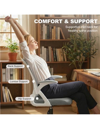 HOMCOM Painting Chair, Mesh Computer Desk Chair with Flip-up Armrests, Grey