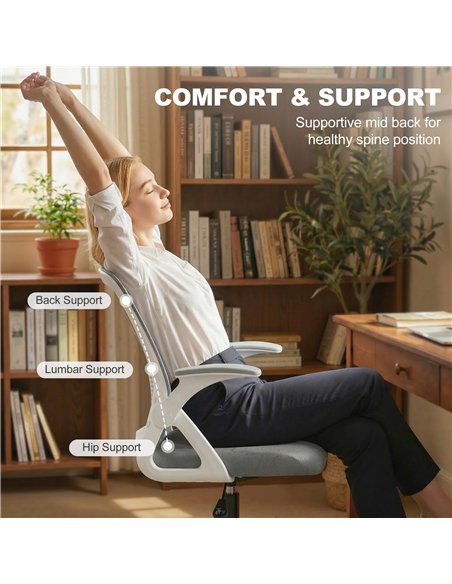 HOMCOM Painting Chair, Mesh Computer Desk Chair with Flip-up Armrests, Grey - pic 191573 | FastDaddyshop