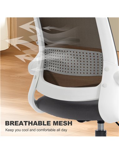 HOMCOM Painting Chair, Mesh Computer Desk Chair with Flip-up Armrests, Grey