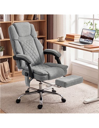 HOMCOM Office Chair with 6-Point Vibration Massage and Heat, Executive Computer Desk Chair with High Back, Reclining, Grey