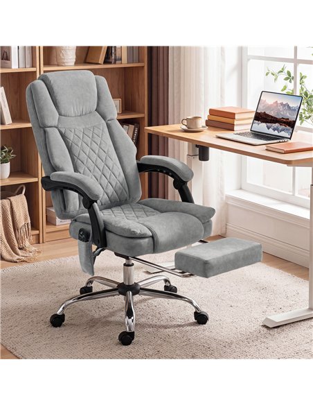 HOMCOM Office Chair with 6-Point Vibration Massage and Heat, Executive Computer Desk Chair with High Back, Reclining, Grey - pic 191579 | FastDaddyshop