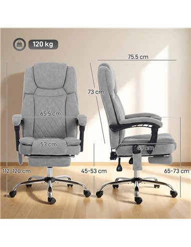 HOMCOM Office Chair with 6-Point Vibration Massage and Heat, Executive Computer Desk Chair with High Back, Reclining, Grey