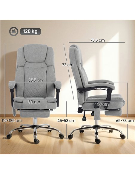 HOMCOM Office Chair with 6-Point Vibration Massage and Heat, Executive Computer Desk Chair with High Back, Reclining, Grey - pic 191580 | FastDaddyshop