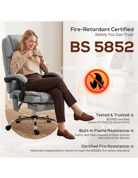 HOMCOM Office Chair with 6-Point Vibration Massage and Heat, Executive Computer Desk Chair with High Back, Reclining, Grey - pic 191586 | FastDaddyshop