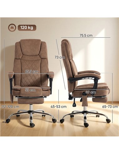 HOMCOM Office Chair with 6-Point Vibration Massage and Heat, Executive Computer Desk Chair with High Back, Reclining, Brown