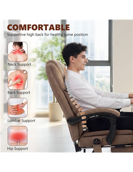 HOMCOM Office Chair with 6-Point Vibration Massage and Heat, Executive Computer Desk Chair with High Back, Reclining, Brown - pic 191591 | FastDaddyshop