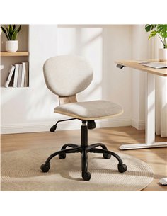 HOMCOM Home Office Desk Chair Rocking Function Ergonomic Swivel Chair with PU Wheels, Light Grey 2