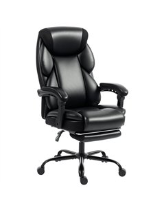 HOMCOM Adjustable Office Chair Reclining Computer Desk Chair with Footrest, Armrest, Casters, Black