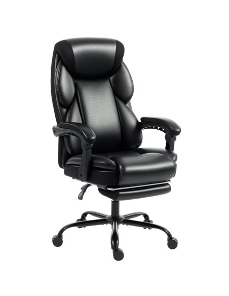 HOMCOM Adjustable Office Chair Reclining Computer Desk Chair with Footrest, Armrest, Casters, Black - pic 191605 | FastDaddyshop