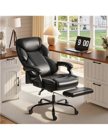HOMCOM Adjustable Office Chair Reclining Computer Desk Chair with Footrest, Armrest, Casters, Black