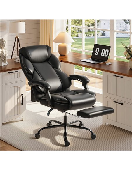 HOMCOM Adjustable Office Chair Reclining Computer Desk Chair with Footrest, Armrest, Casters, Black - pic 191606 | FastDaddyshop