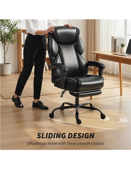 HOMCOM Adjustable Office Chair Reclining Computer Desk Chair with Footrest, Armrest, Casters, Black - pic 191611 | FastDaddyshop