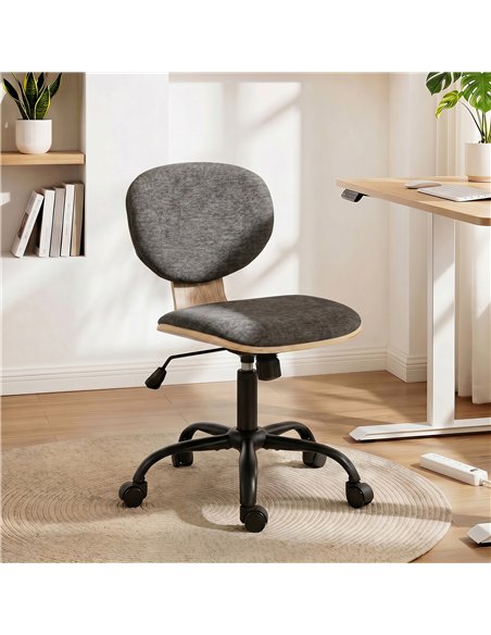 HOMCOM Home Office Desk Chair Rocking Function Ergonomic Swivel Chair with PU Wheels, Grey - pic 191615 | FastDaddyshop
