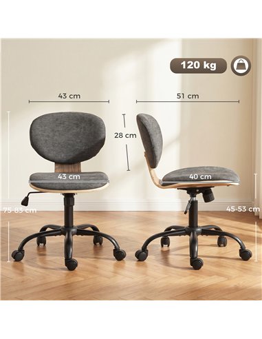HOMCOM Home Office Desk Chair Rocking Function Ergonomic Swivel Chair with PU Wheels, Grey