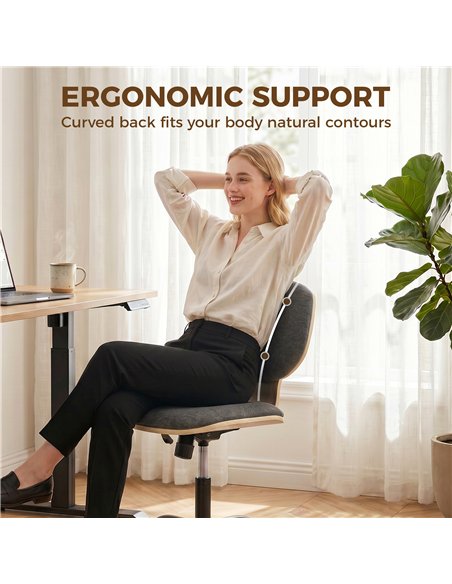 HOMCOM Home Office Desk Chair Rocking Function Ergonomic Swivel Chair with PU Wheels, Grey - pic 191618 | FastDaddyshop