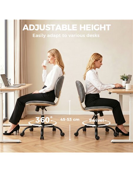 HOMCOM Home Office Desk Chair Rocking Function Ergonomic Swivel Chair with PU Wheels, Grey - pic 191620 | FastDaddyshop