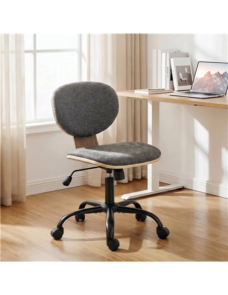 HOMCOM Home Office Desk Chair Rocking Function Ergonomic Swivel Chair with PU Wheels, Grey - pic 191621 | FastDaddyshop