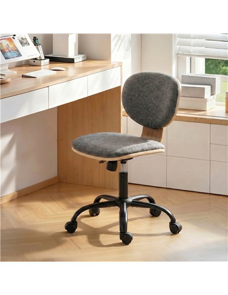 HOMCOM Home Office Desk Chair Rocking Function Ergonomic Swivel Chair with PU Wheels, Grey - pic 191622 | FastDaddyshop